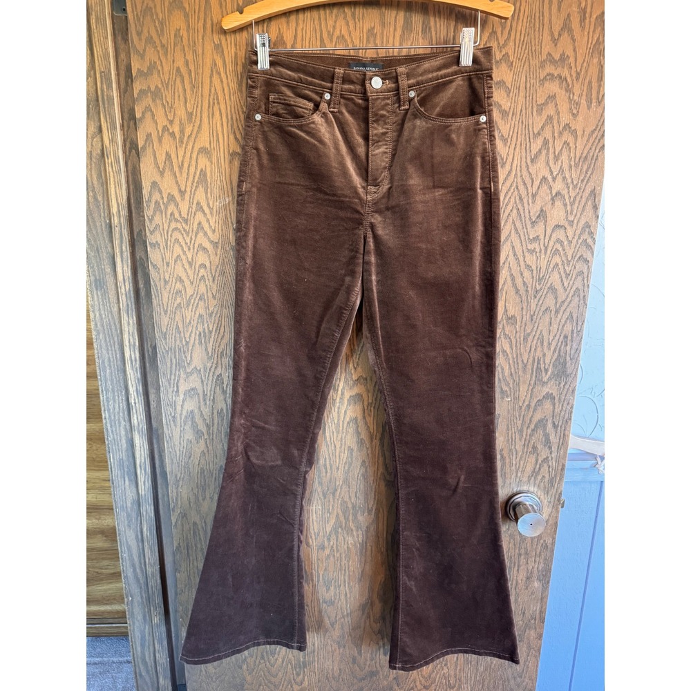 Banana Republic Brown Velvet High Rise Flare Pants Premium‎ Denim Womens Size 28